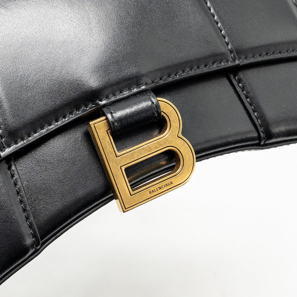 BALENCIAGA HOURGLASS BAG XS CALFSKIN BLACK GHW