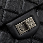 CHANEL LARGE 2.55 REISSUE FLAP BAG AGED CALFSKIN BLACK RUTHENIUM HARDWARE (MICROCHIP)