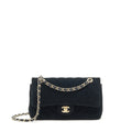 CHANEL VELVET MEDIUM CLASSIC DOUBLE FLAP BAG VELVET BLACK LGHW