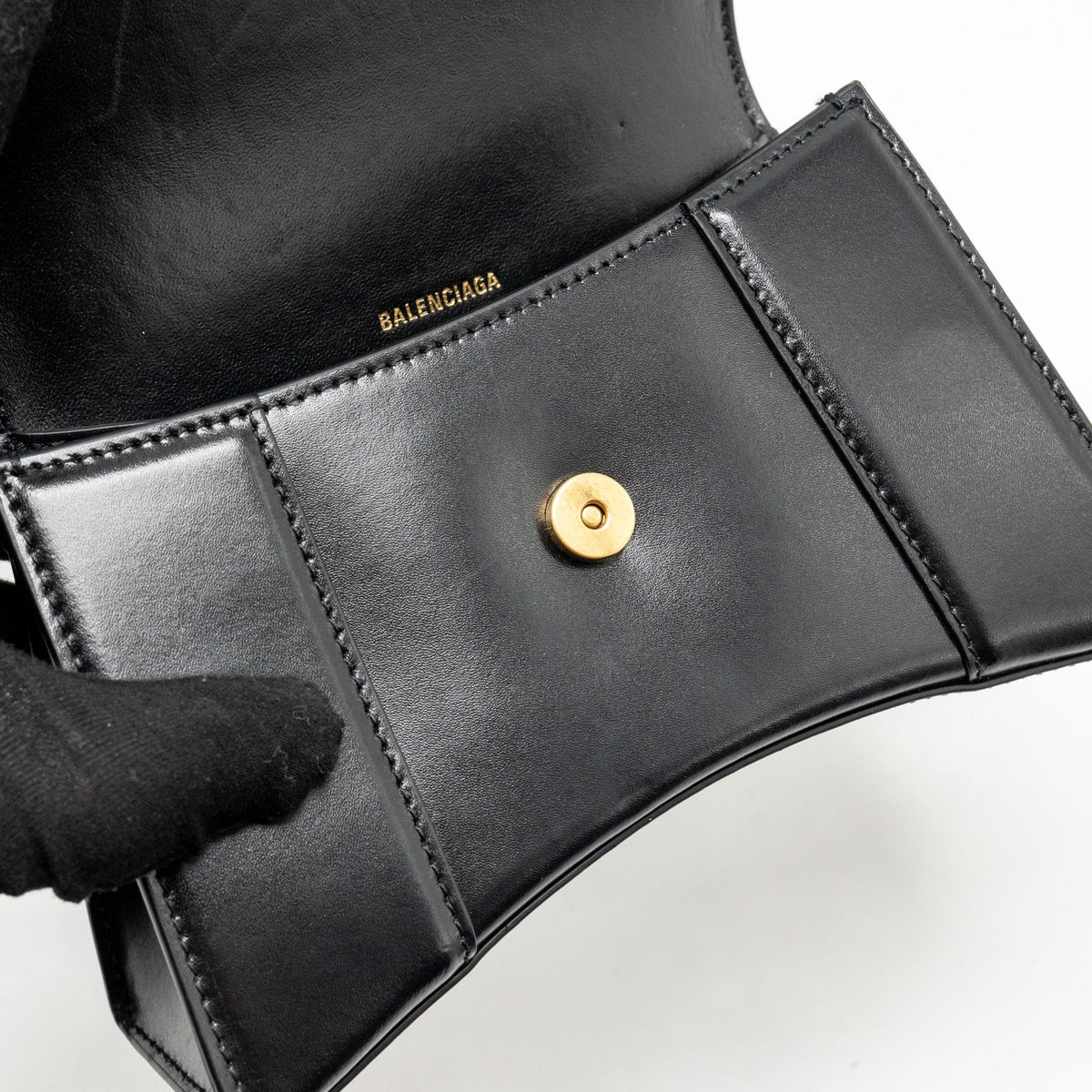 BALENCIAGA HOURGLASS BAG XS CALFSKIN BLACK GHW