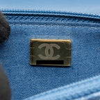 CHANEL PEARL CRUSH WALLET ON CHAIN DENIM BLUE GHW (MICROCHIP)