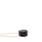 Chanel Round Clutch With Pearl Chain Lambskin Black GHW