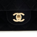 CHANEL VELVET MEDIUM CLASSIC DOUBLE FLAP BAG VELVET BLACK LGHW