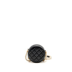 Chanel Round Clutch With Pearl Chain Lambskin Black GHW