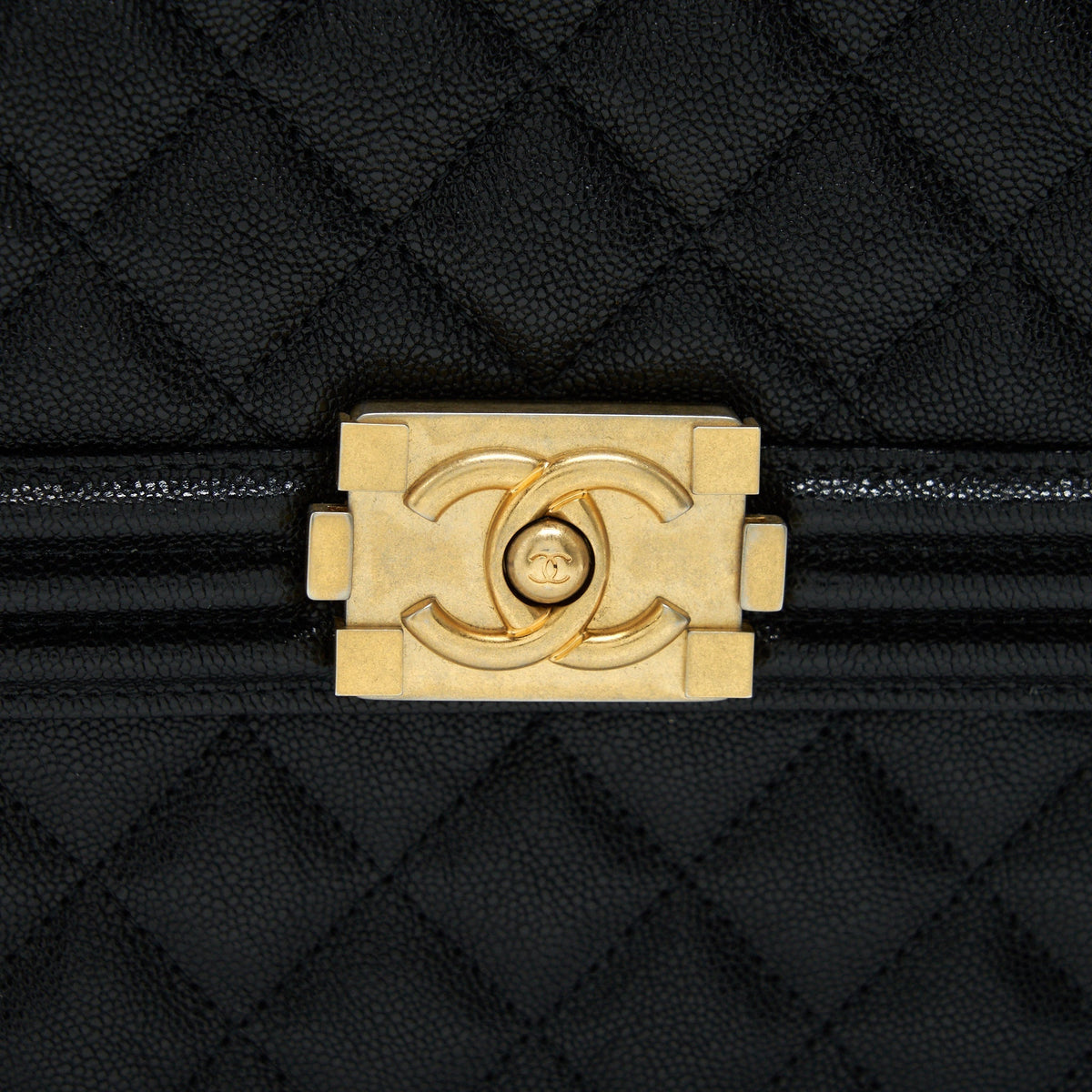CHANEL VERTICAL BOY BAG CARVIAR LARGE BLACK GHW