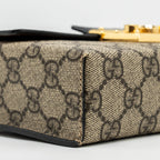 GUCCI MINI PADLOCK TOP HANDLE SHOULDER BAG GG SUPREME CANVAS GHW