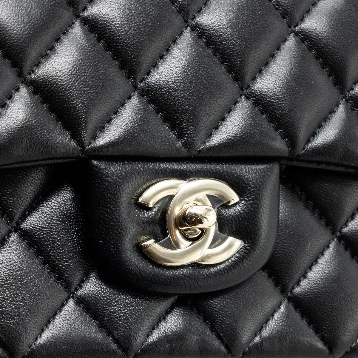 CHANEL TOP HANDLE MINI RECTANGULAR FLAP BAG LAMBSKIN BLACK LGHW (MICROCHIP)