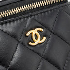 CHANEL PEARL CRUSH MINI VANITY WITH CHAIN LAMBSKIN BLACK GHW