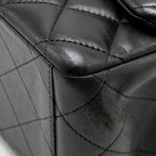 CHANEL MAXI CLASSIC DOUBLE FLAP BAG LAMBSKIN BLACK SHW