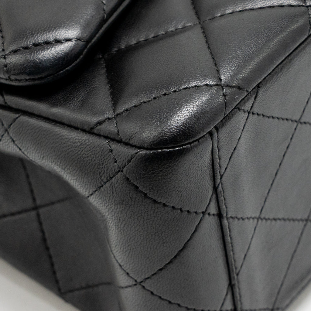 CHANEL MAXI CLASSIC DOUBLE FLAP BAG LAMBSKIN BLACK SHW