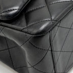 CHANEL MAXI CLASSIC DOUBLE FLAP BAG LAMBSKIN BLACK SHW