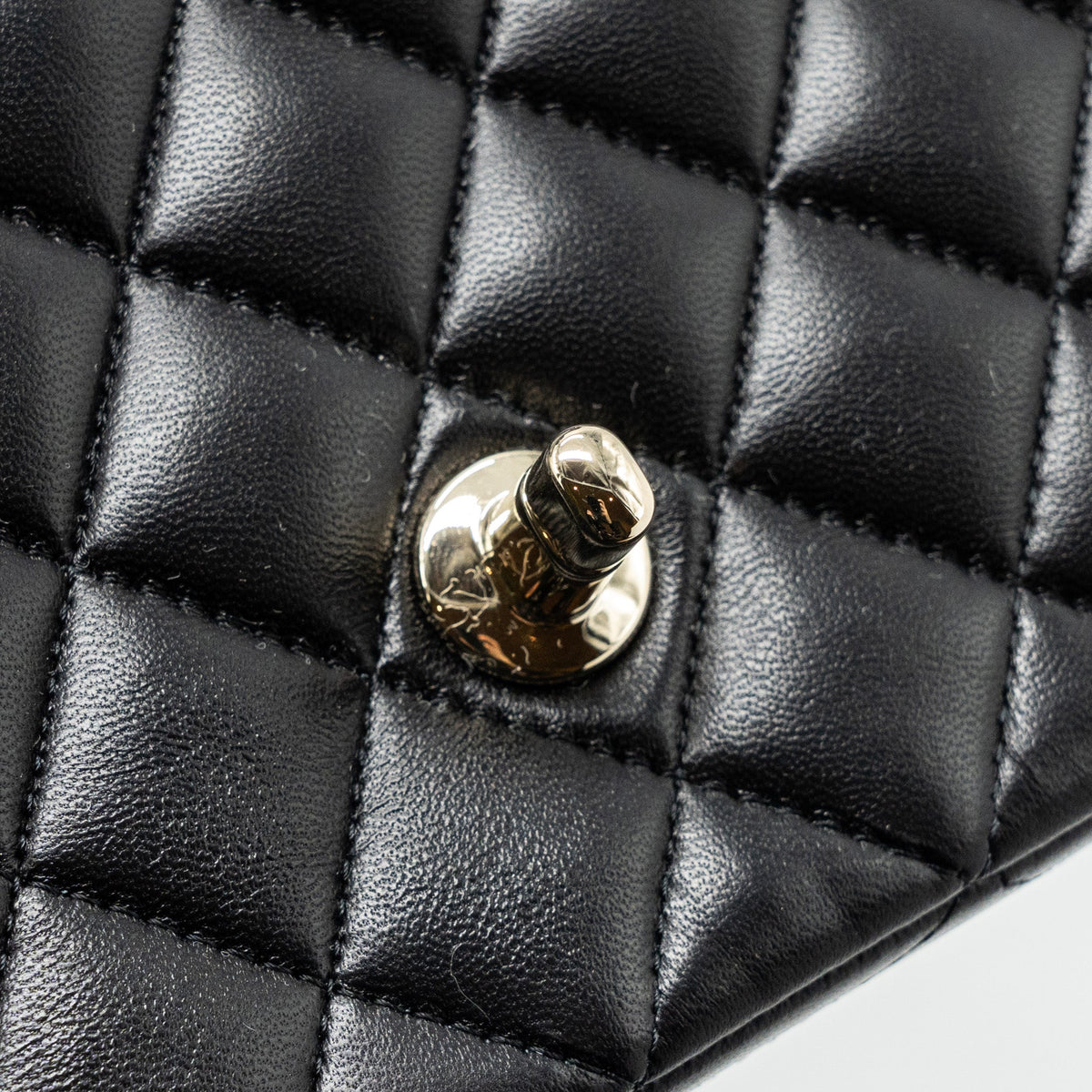CHANEL TOP HANDLE MINI RECTANGULAR FLAP BAG LAMBSKIN BLACK LGHW (MICROCHIP)