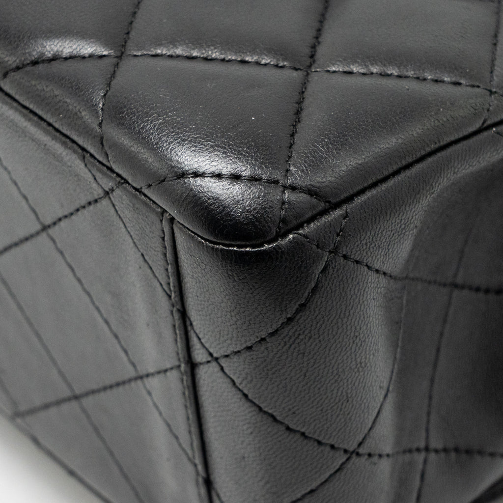 CHANEL MAXI CLASSIC DOUBLE FLAP BAG LAMBSKIN BLACK SHW