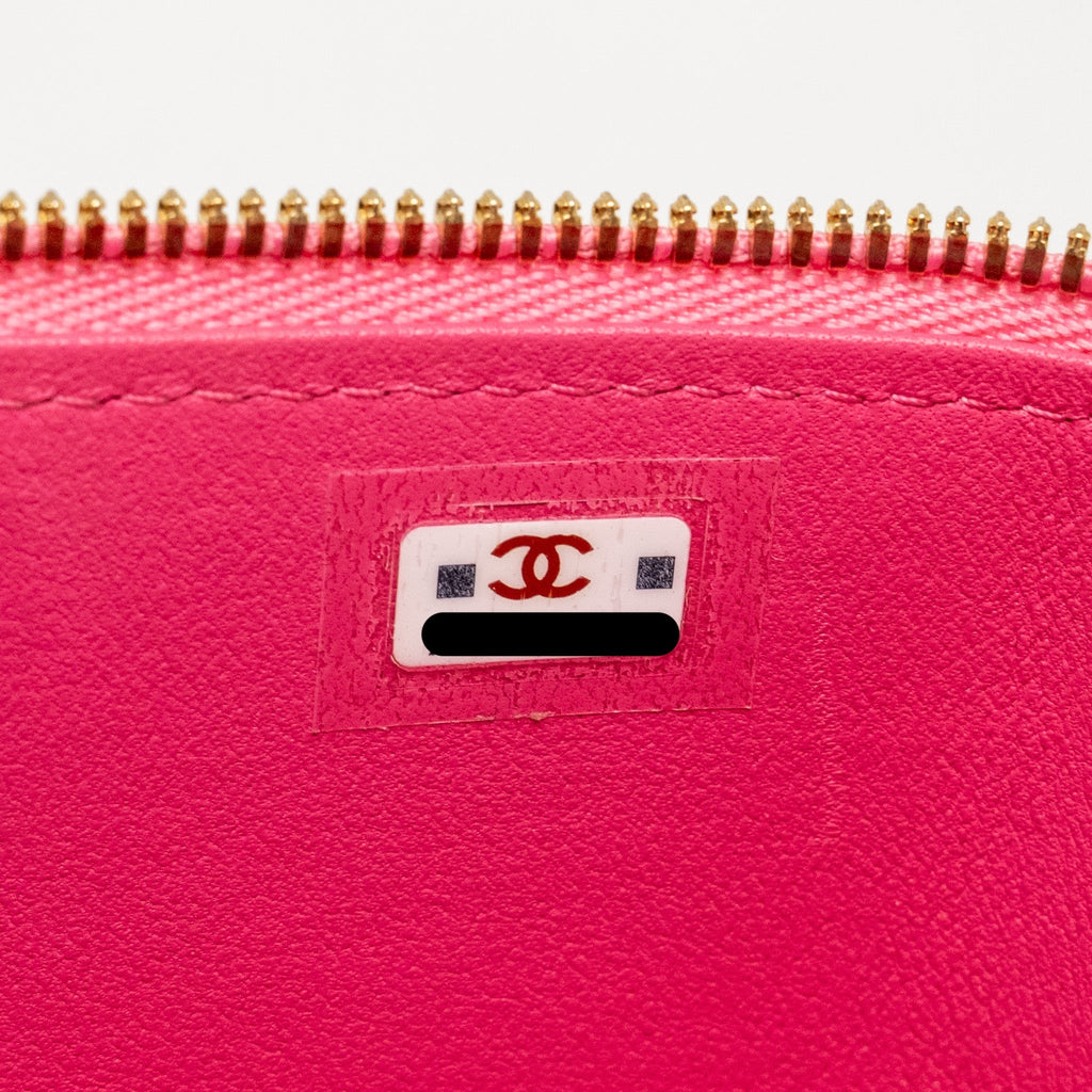 Chanel Long Vanity Case with COCO LOVE DETAILED CHAIN Lambskin Pink GHW (Microchip)