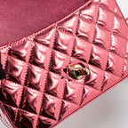 CHANEL 24C MINI FLAP BAG WITH STAR COIN PURSE PATENT/CALFSKIN METALLIC PINK LGHW (MICROCHIP)