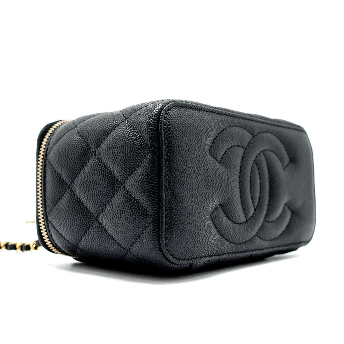 CHANEL LONG VANITY WITH CHAIN CAVIAR BLACK LGHW (MICROCHIP)