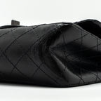 CHANEL SMALL 2.55 225 REISSUE FLAP BAG AGED CALFSKIN BLACK WITH BLACK HARDWARE (MICROCHIP)