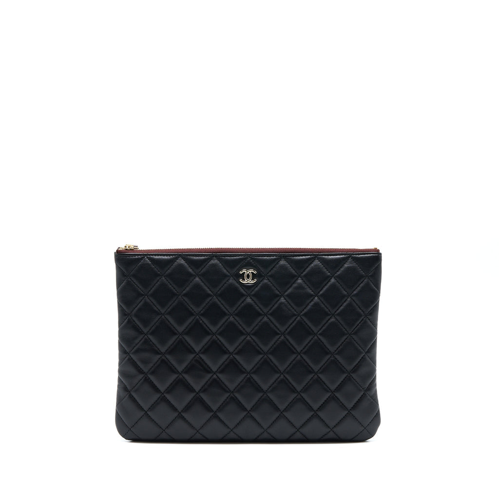 CHANEL O CASE POUCH LAMBSKIN BLACK LGHW
