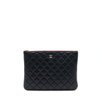 CHANEL O CASE POUCH LAMBSKIN BLACK LGHW