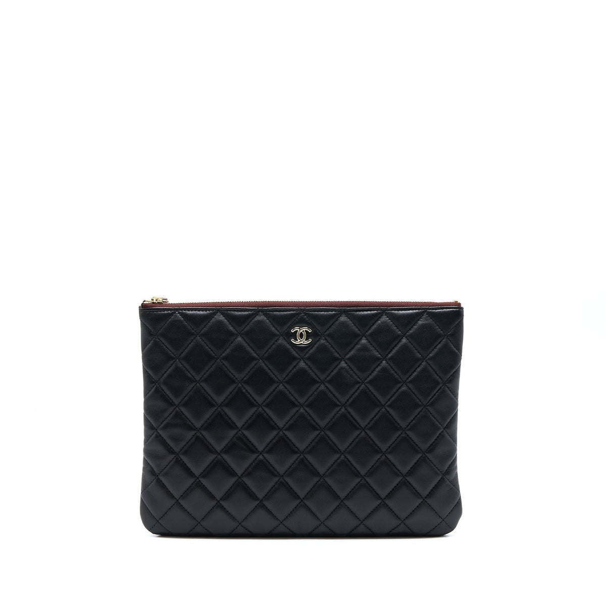 CHANEL O CASE POUCH LAMBSKIN BLACK LGHW