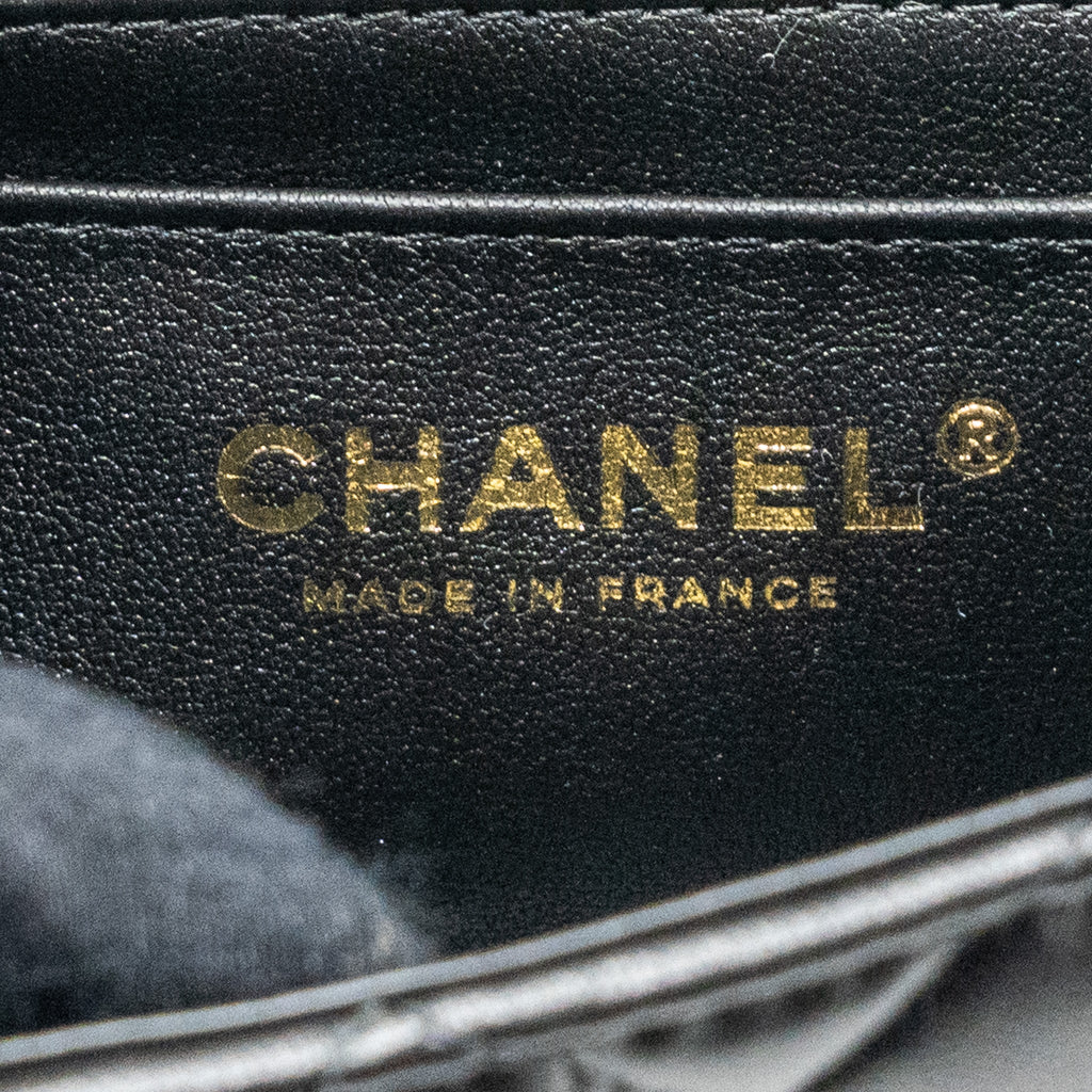 CHANEL TOP HANDLE MINI RECTANGULAR FLAP BAG LAMBSKIN BLACK LGHW (MICROCHIP)