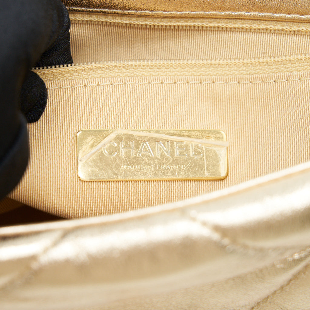 CHANEL SMALL 19 BAG GOLD COLOR WITH GOLD/ SILVER HARDWARE