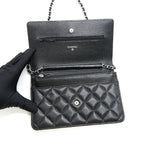 CHANEL CAVIAR CLASSIC WALLET ON CHAIN BLACK CAVIAR SHW