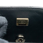 CHANEL TOP HANDLE MINI RECTANGULAR FLAP BAG LAMBSKIN BLACK LGHW (MICROCHIP)