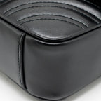 Gucci GG Marmont Small Shoulder Bag Chevron Leather Black GHW