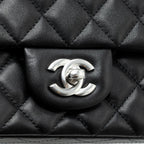 CHANEL MINI RECTANGULAR FLAP BAG LAMBSKIN BLACK SHW (MICROCHIP)