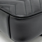 Gucci GG Marmont Small Shoulder Bag Chevron Leather Black GHW