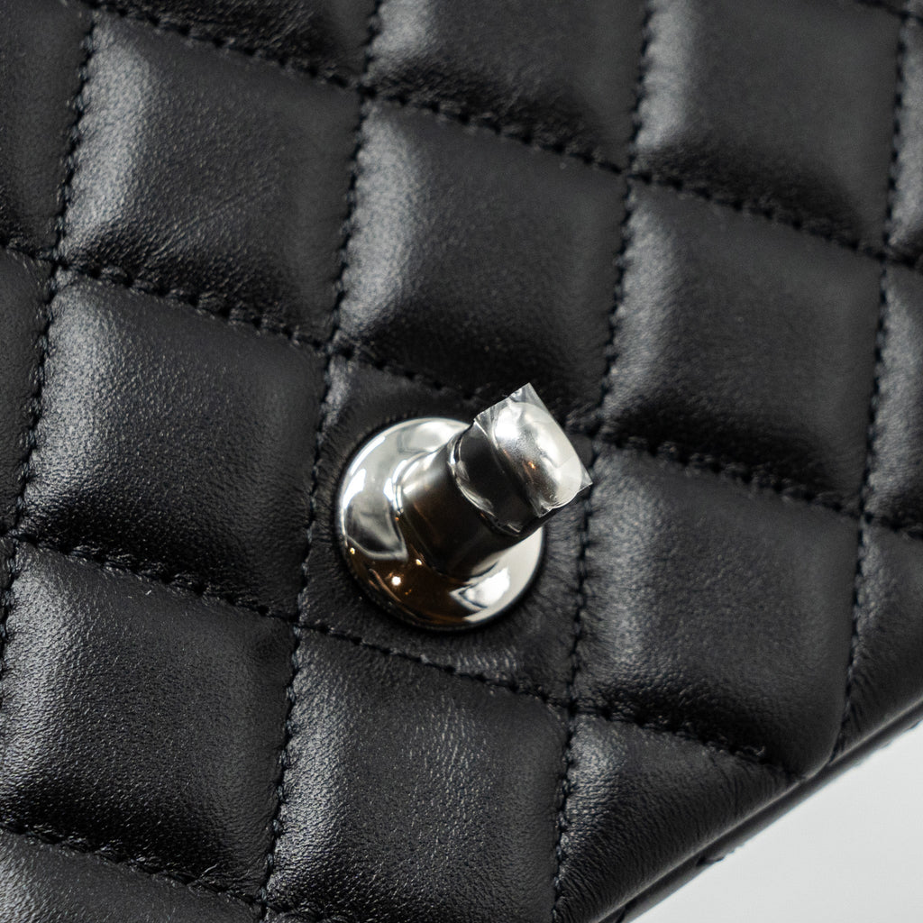 CHANEL MINI RECTANGULAR FLAP BAG LAMBSKIN BLACK SHW (MICROCHIP)