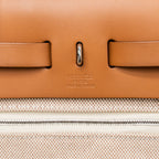 HERMES HERBAG 31 ZIP BAG CANVAS/CACHE HUNTER ECRU/BEIGE GHW