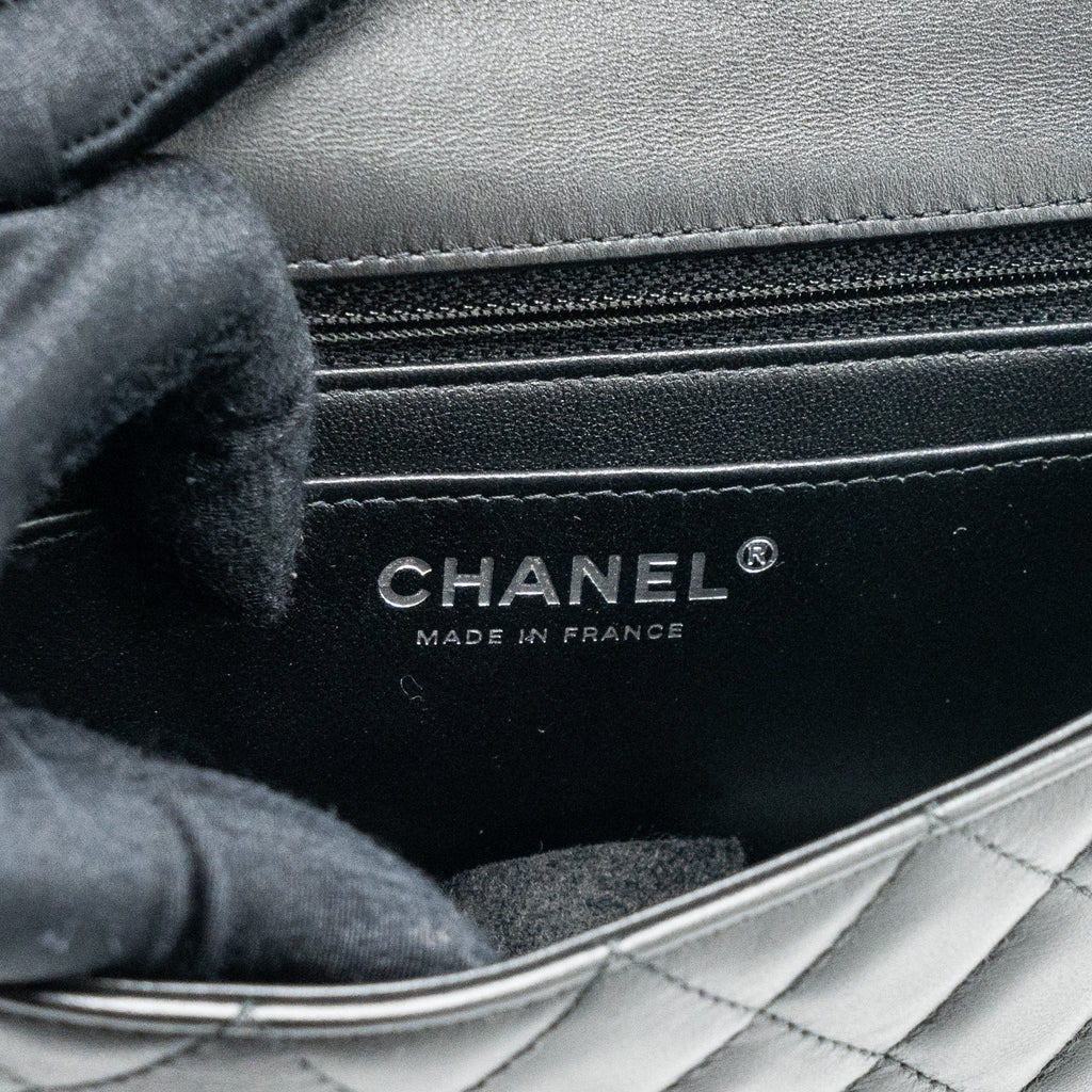 CHANEL MINI RECTANGULAR FLAP BAG LAMBSKIN BLACK SHW (MICROCHIP)