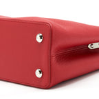 LOUIS VUITTON CAPUCINES PM CALFSKIN RED WITH PYTHON HANDLE RUBIS SHW