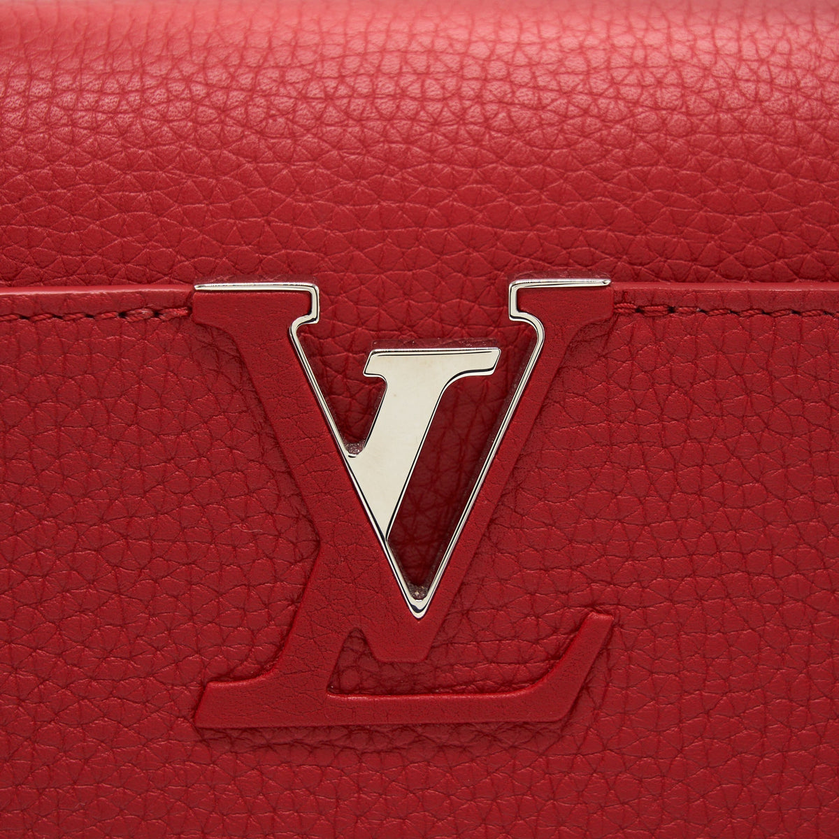 LOUIS VUITTON CAPUCINES PM CALFSKIN RED WITH PYTHON HANDLE RUBIS SHW