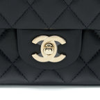 CHANEL TOP HANDLE MINI RECTANGULAR FLAP BAG LAMBSKIN BLACK LGHW (MICROCHIP)