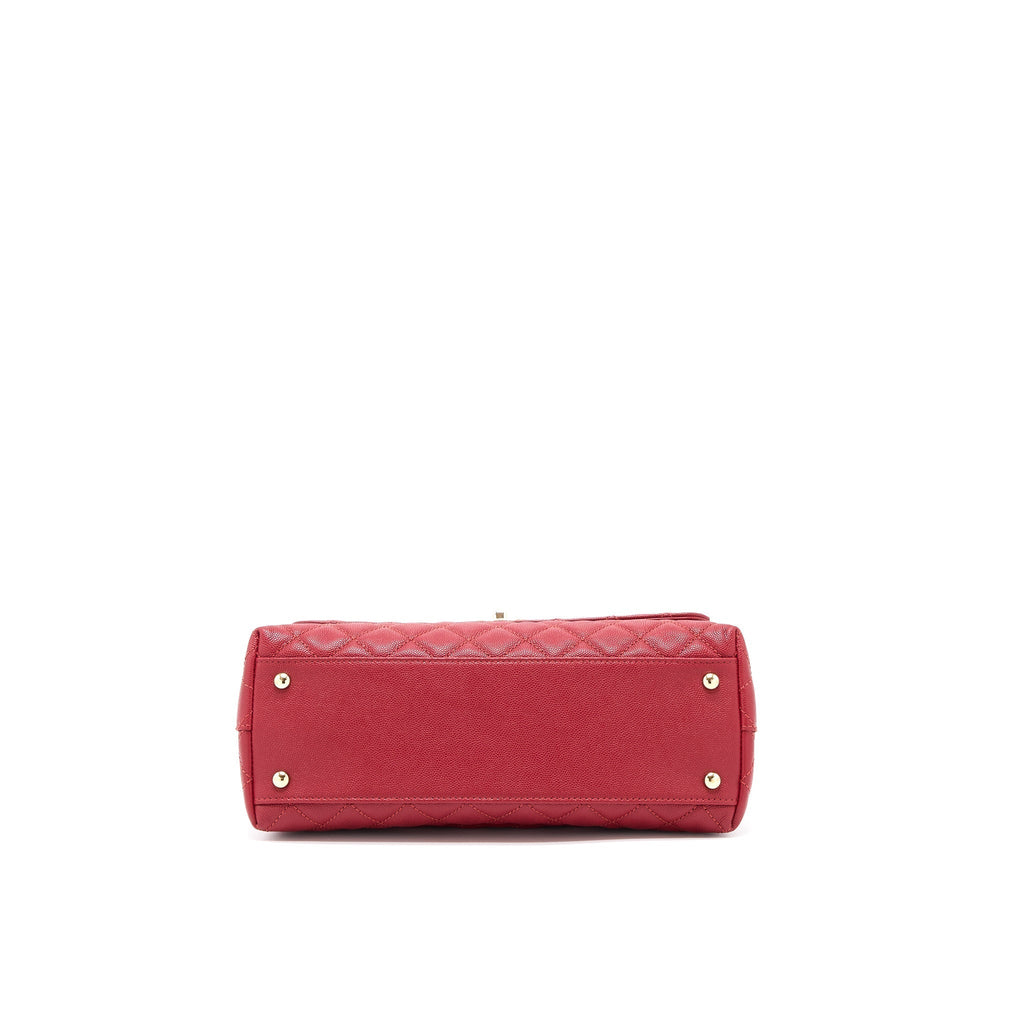 CHANEL MEDIUM COCO HANDLE CAVIAR RED LGHW (MICROCHIP)