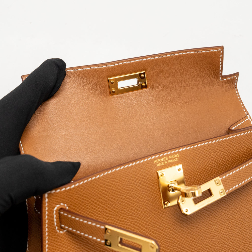 Hermes Mini Kelly II Epsom Gold GHW