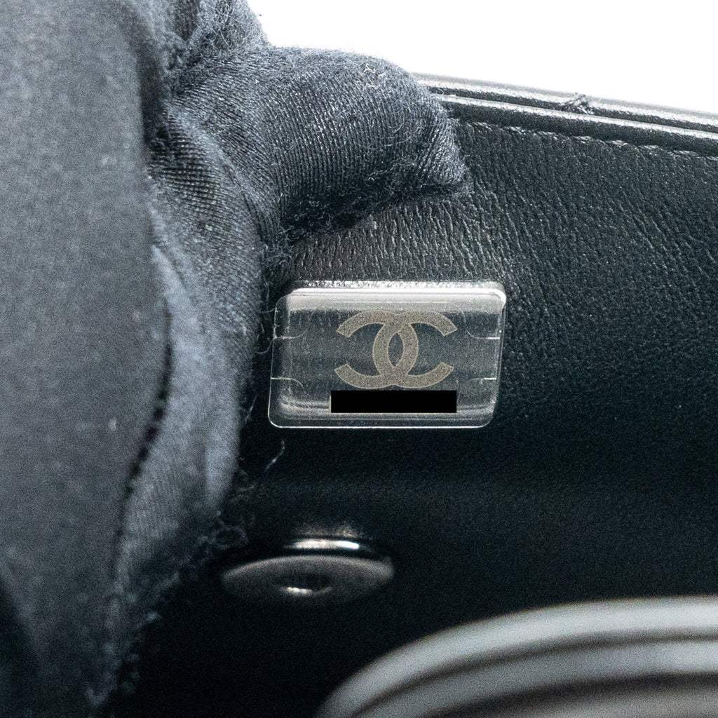 CHANEL MINI RECTANGULAR FLAP BAG LAMBSKIN BLACK SHW (MICROCHIP)