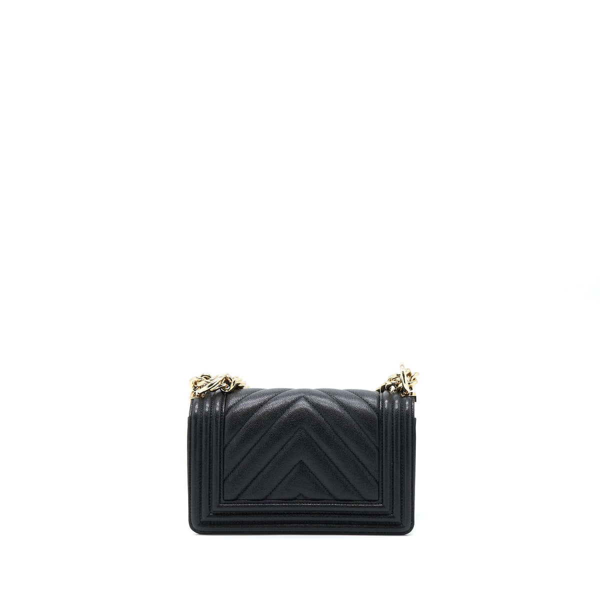 CHANEL SMALL BOY BAG CHEVRON CAVIAR BLACK LGHW