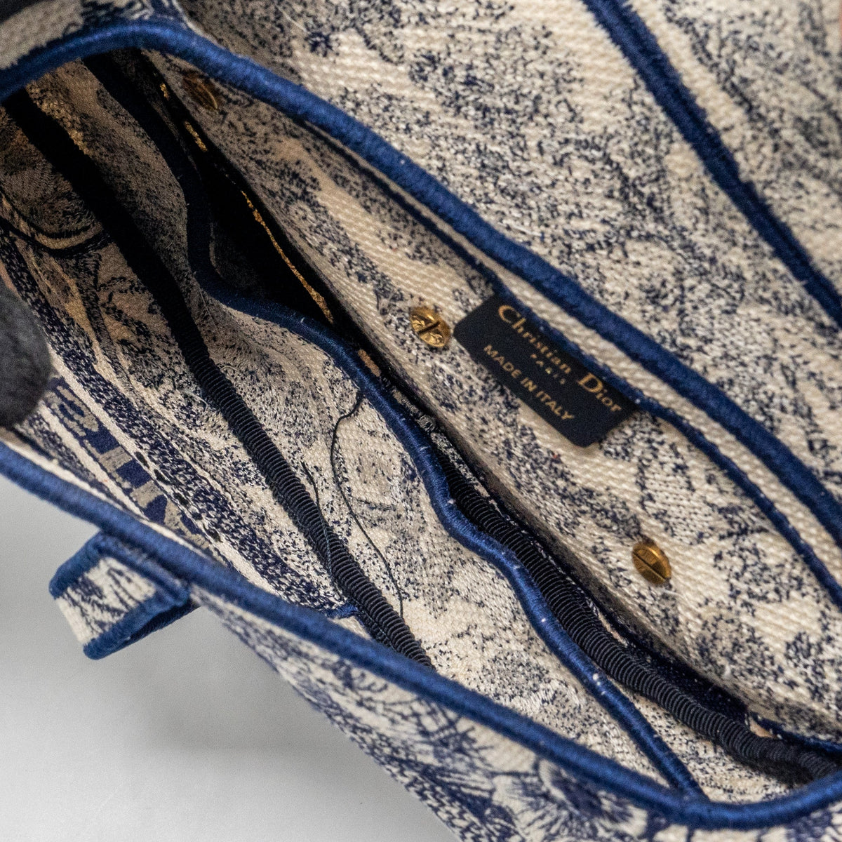 DIOR MEDIUM SADDLE BAG TOILE DE JOUY BLUE GHW