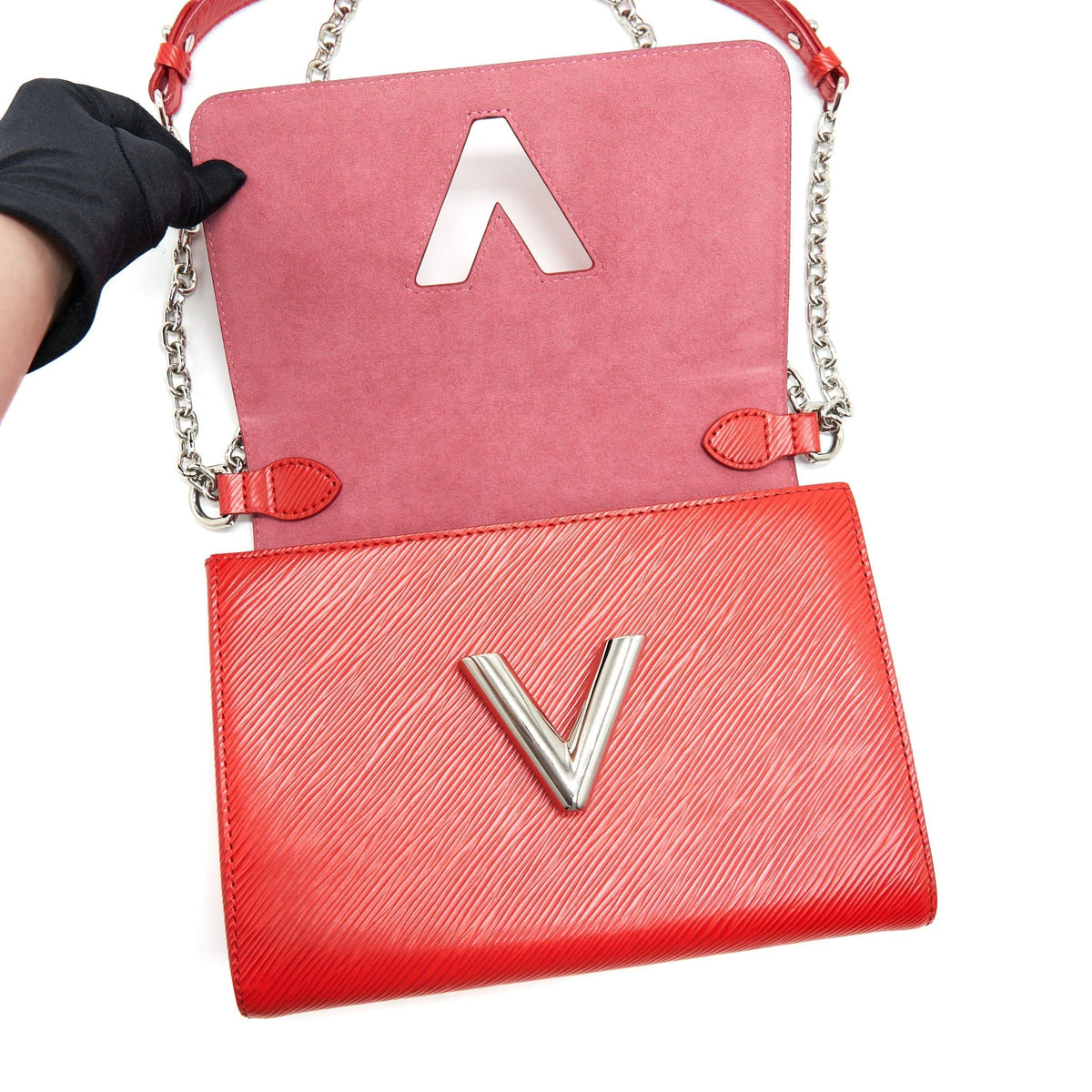 LOUIS VUITTON TWIST BAG MM RED SHW