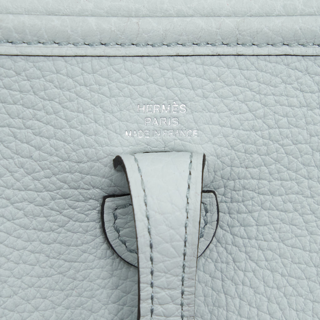 Hermes Mini Evelyne Clemence Bleu Pale/ Bleu Indigo SHW