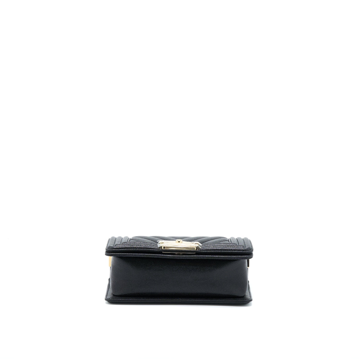 CHANEL SMALL BOY BAG CHEVRON CAVIAR BLACK LGHW