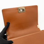 Chanel Medium Boy Bag Caviar Dark Brown LGHW (Microchip)
