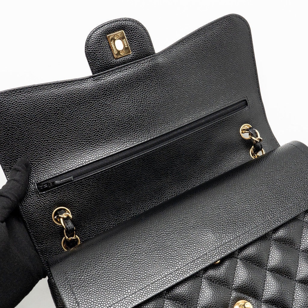 CHANEL JUMBO CLASSIC DOUBLE FLAP BAG CAVIAR BLACK GHW