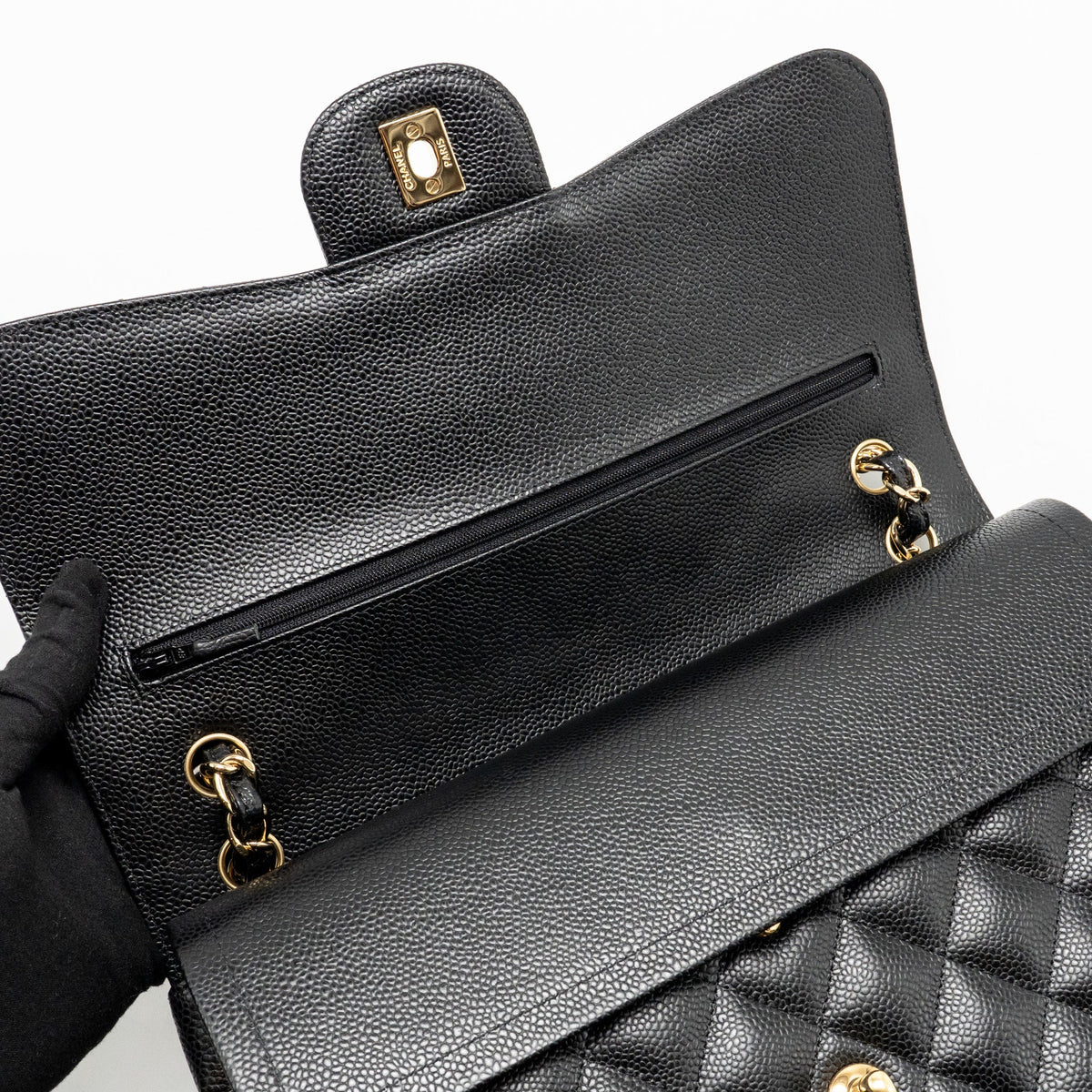 CHANEL JUMBO CLASSIC DOUBLE FLAP BAG CAVIAR BLACK GHW