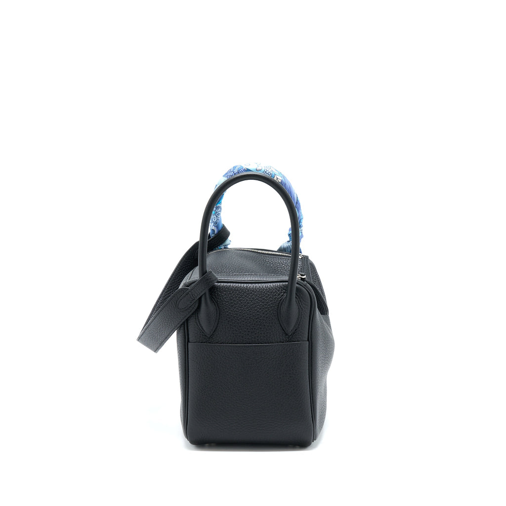 Hermes Lindy 26 Clemence Black SHW With An Extra Twilly
