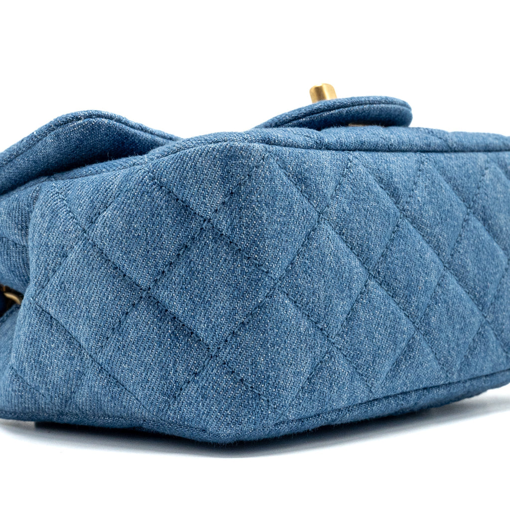 CHANEL PEARL CRUSH MINI SQUARE FLAP BAG DENIM BLUE GHW (MICROCHIP)